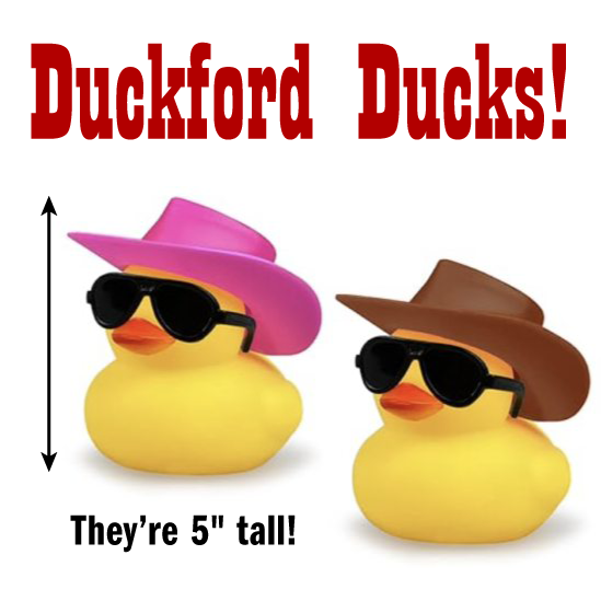 Two 5-inch tall rubber ducks