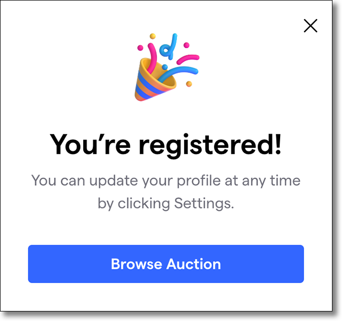 Silent Auction - You're registered window